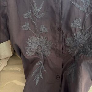 Embroidered Grey Short Sleeve Shirt